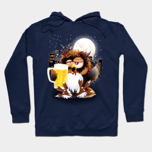 Drunk Owl with Beer Funny Character Hoodie